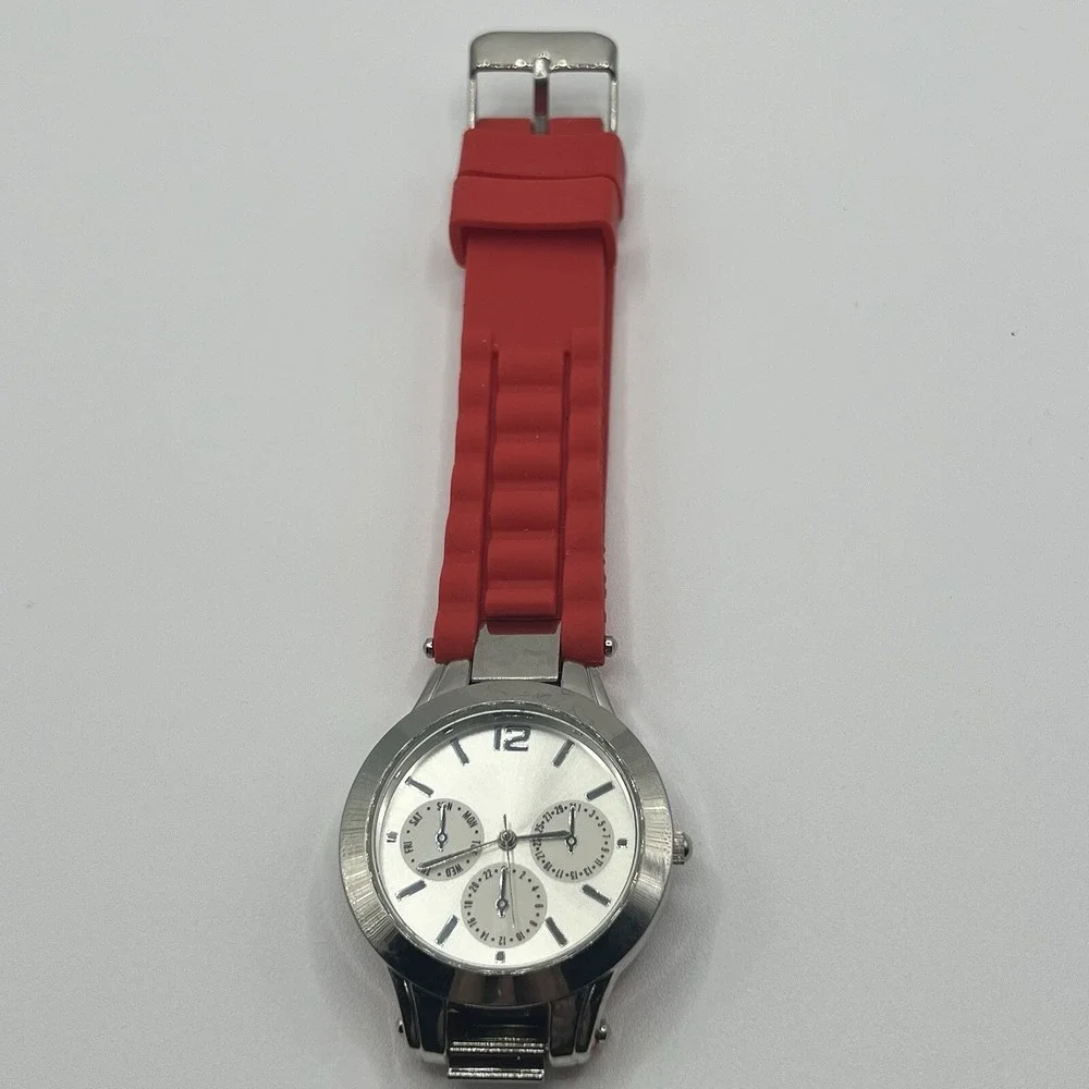 Woman's LBVYR Watch with Red Jelly‎ Band with stainless steel case gift *NEW*